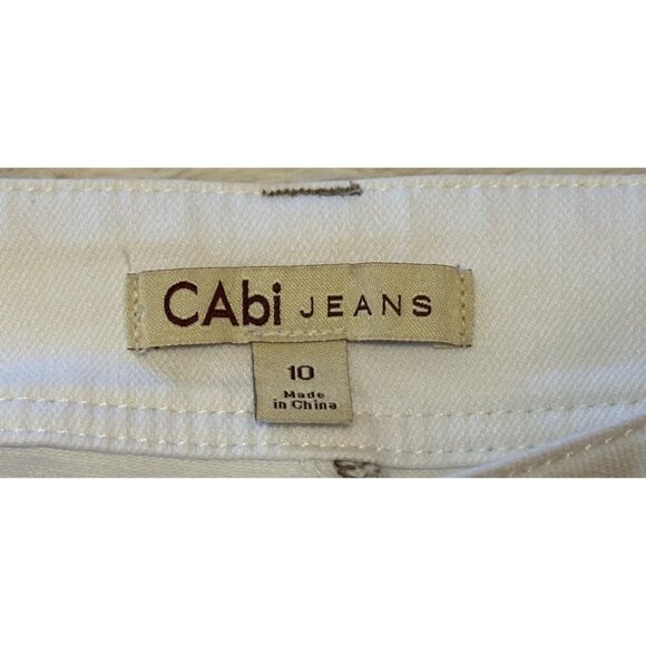 Women's CAbi White Denim Mid-Rise Bootcut Jeans w/Zipper Pockets Size 10 (READ) - Picture 6 of 16